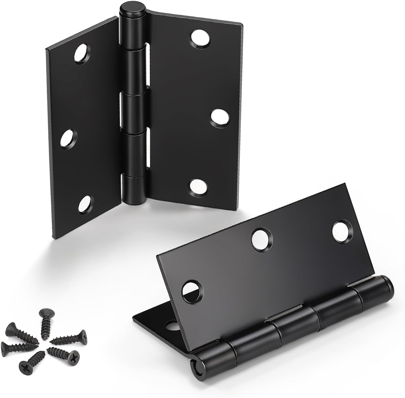 36 Bisagras Puerta Negras Mate 3.5pulg Cuadradas Resistentes