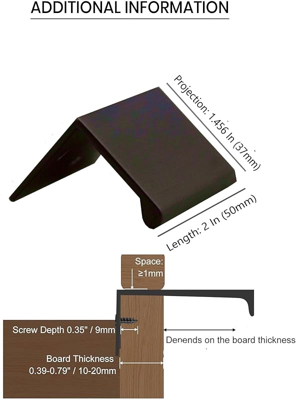 Tiradores borde dedo aluminio 2" pack 10 negro mate