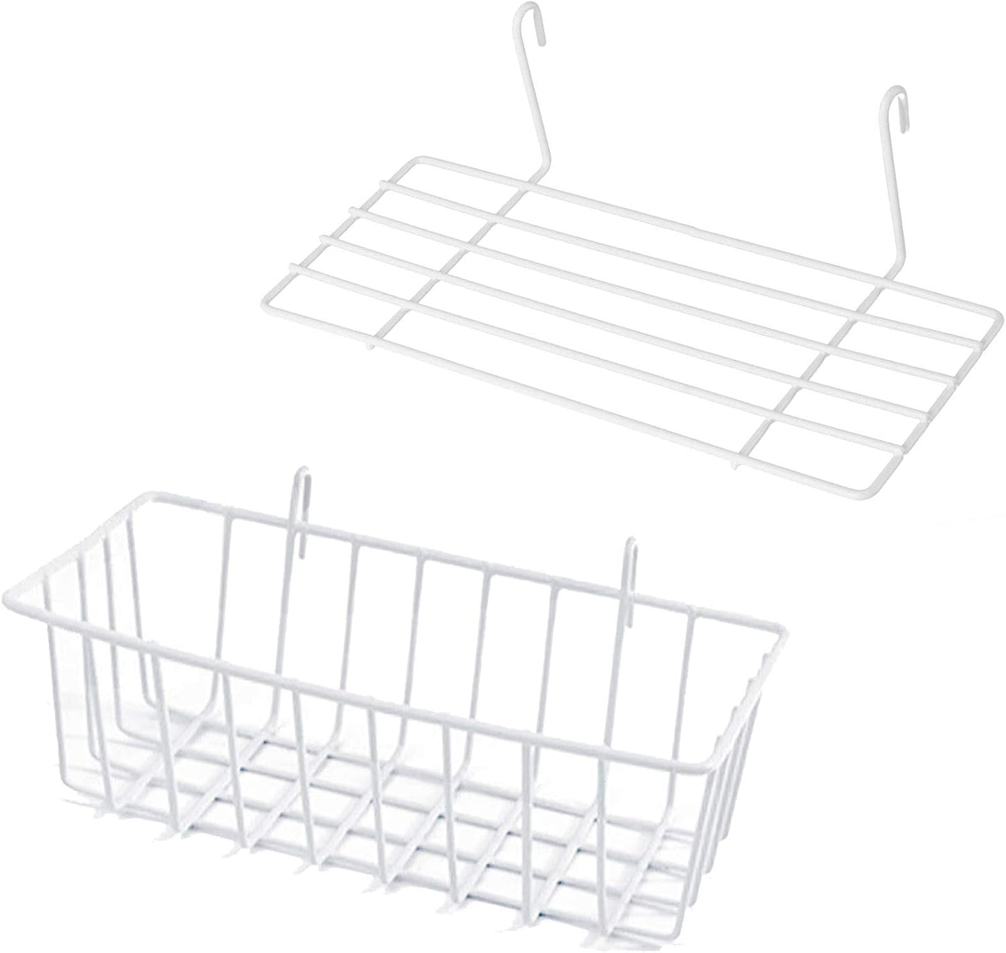 Estante colgante rejilla metal blanco set 2