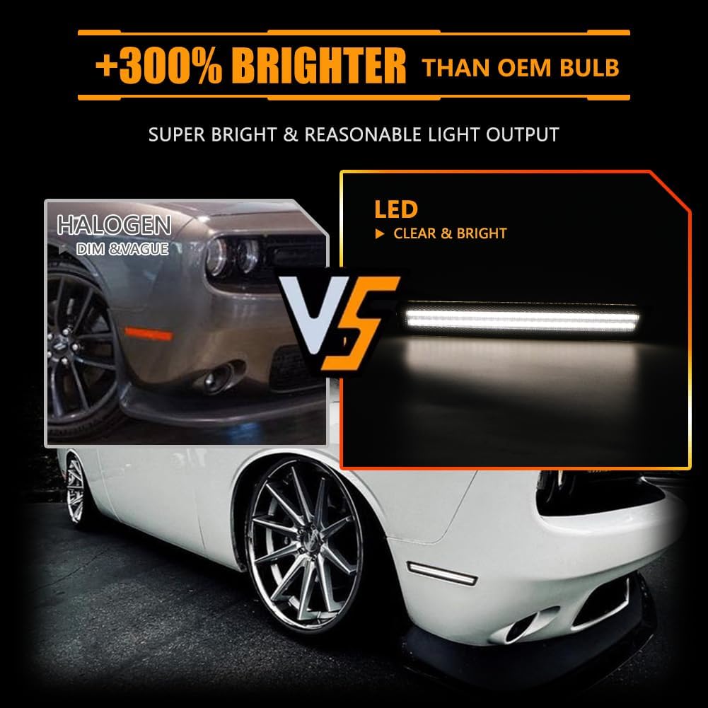 Luces LED laterales Dodge Challenger 15-23 con lente ahumada