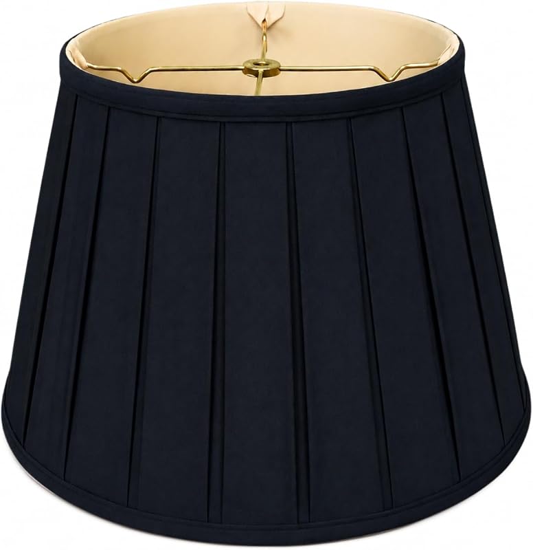 Pantalla lámpara pliegues ingleses 10x14.5" Negro/Oro