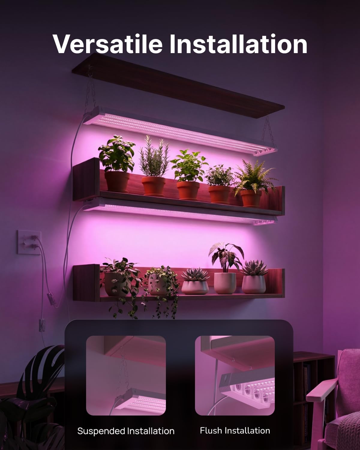 Luz LED cultivo plantas 4ft 80W espectro completo con