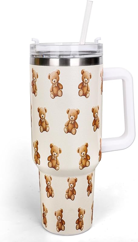 Vaso aislado con asa popote tapa 40oz para mujer viaje