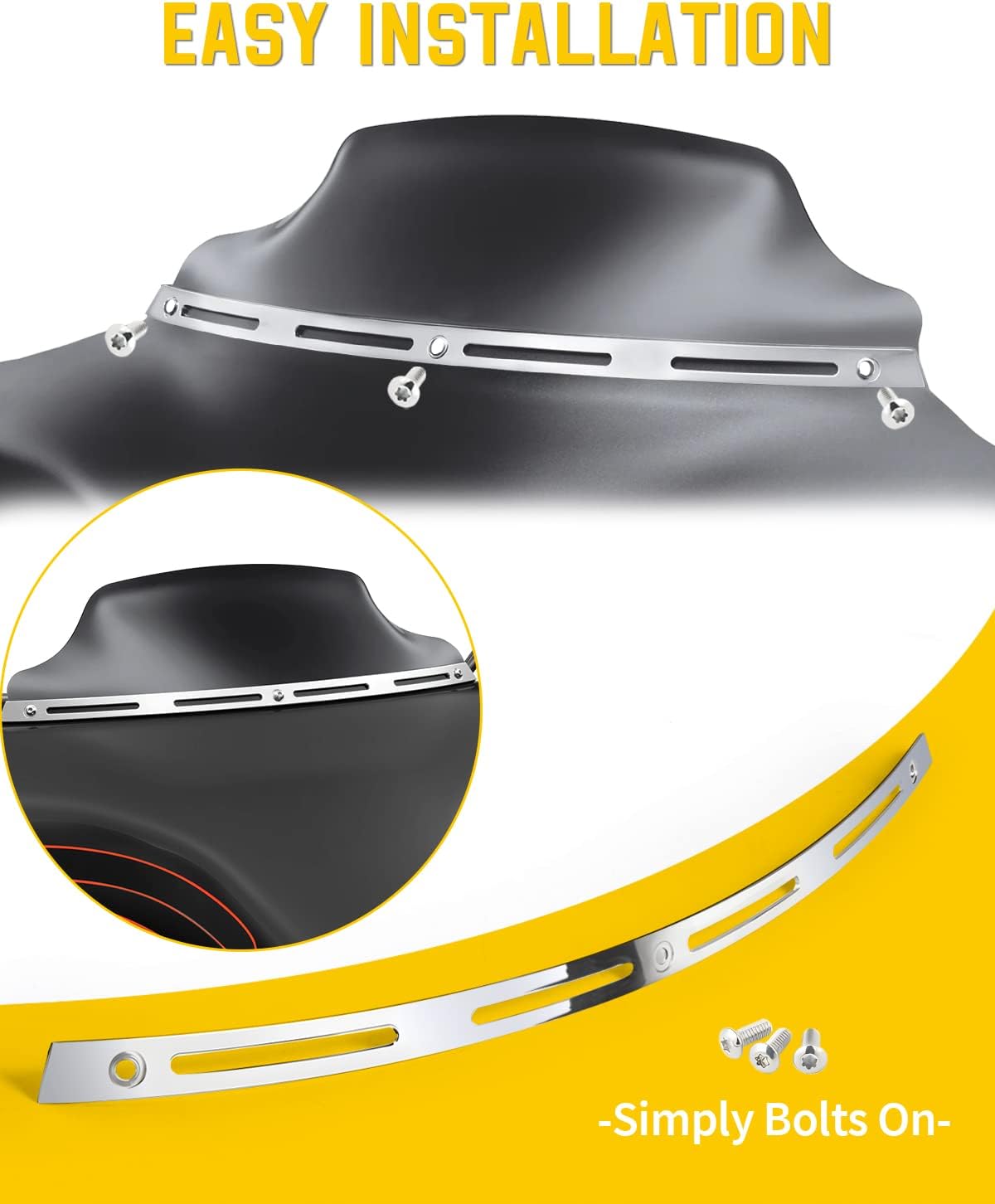 Moldura ranurada parabrisas acero inox cromado comp Harley