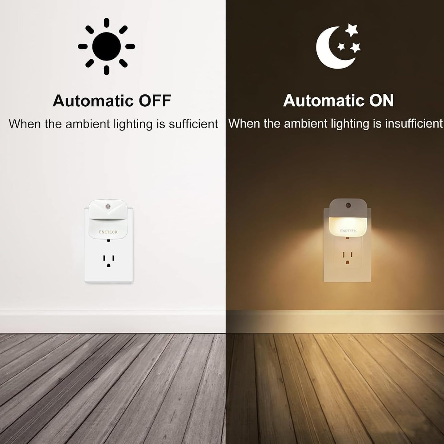 Luz Nocturna LED enchufable sensor amanecer para niños