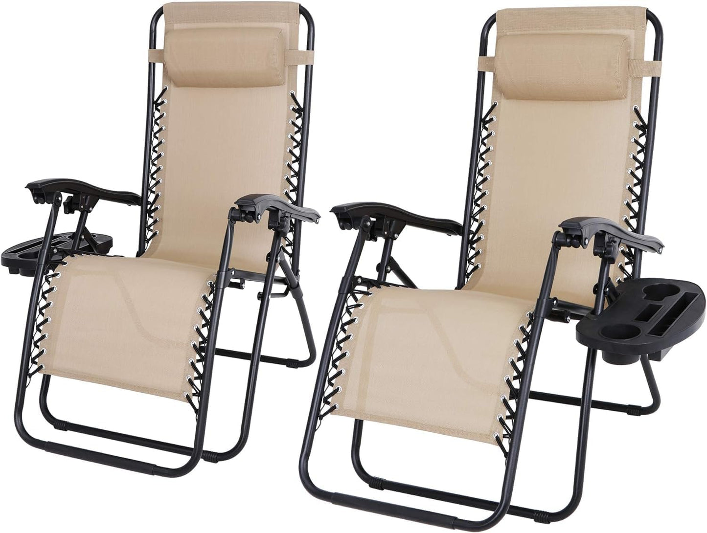 2 Sillas Reclinables Plegables con Portavasos