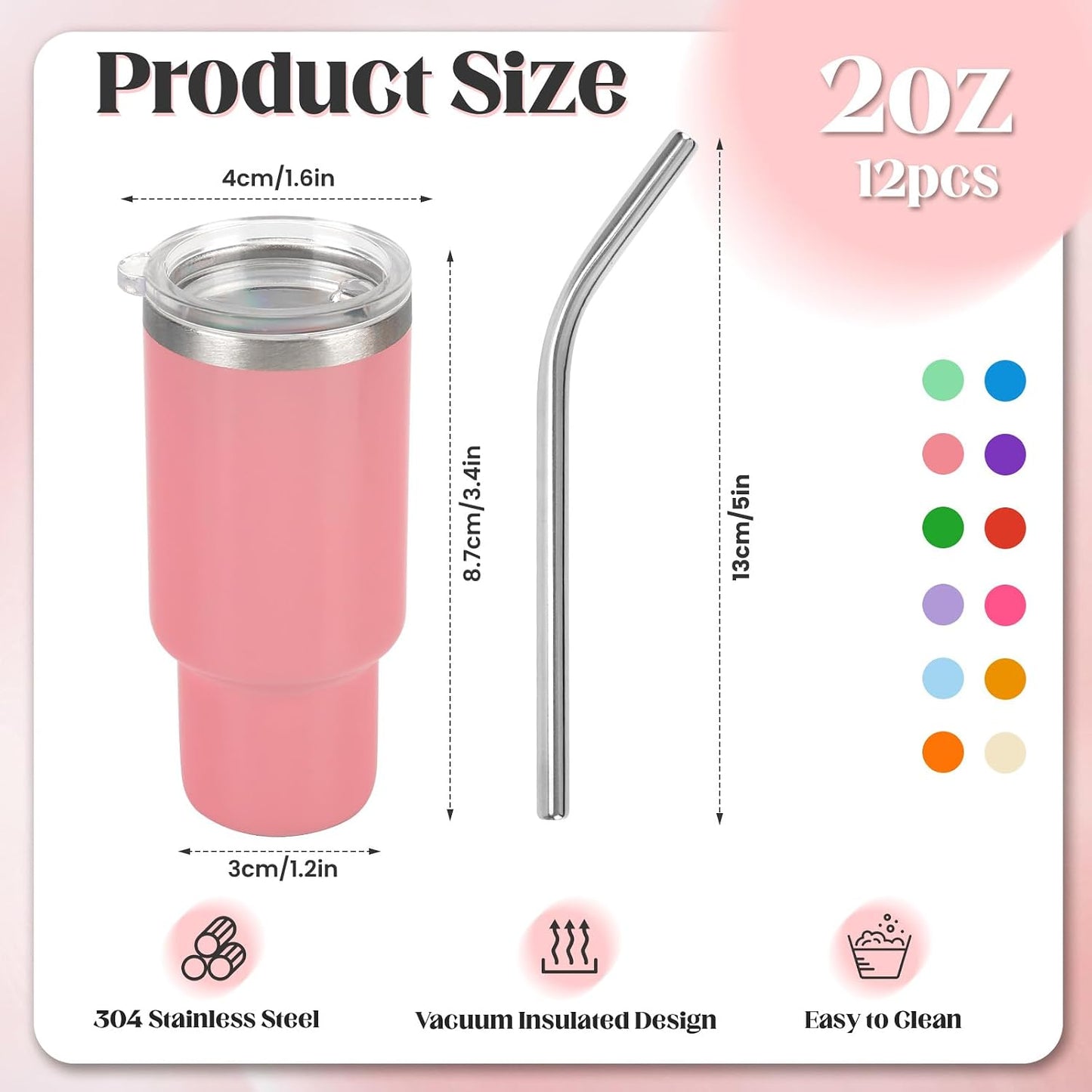 Set 12 vasos chupito con popote 2oz aislados kawaii