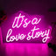 Letrero neón It's a Love Story para boda y fiesta