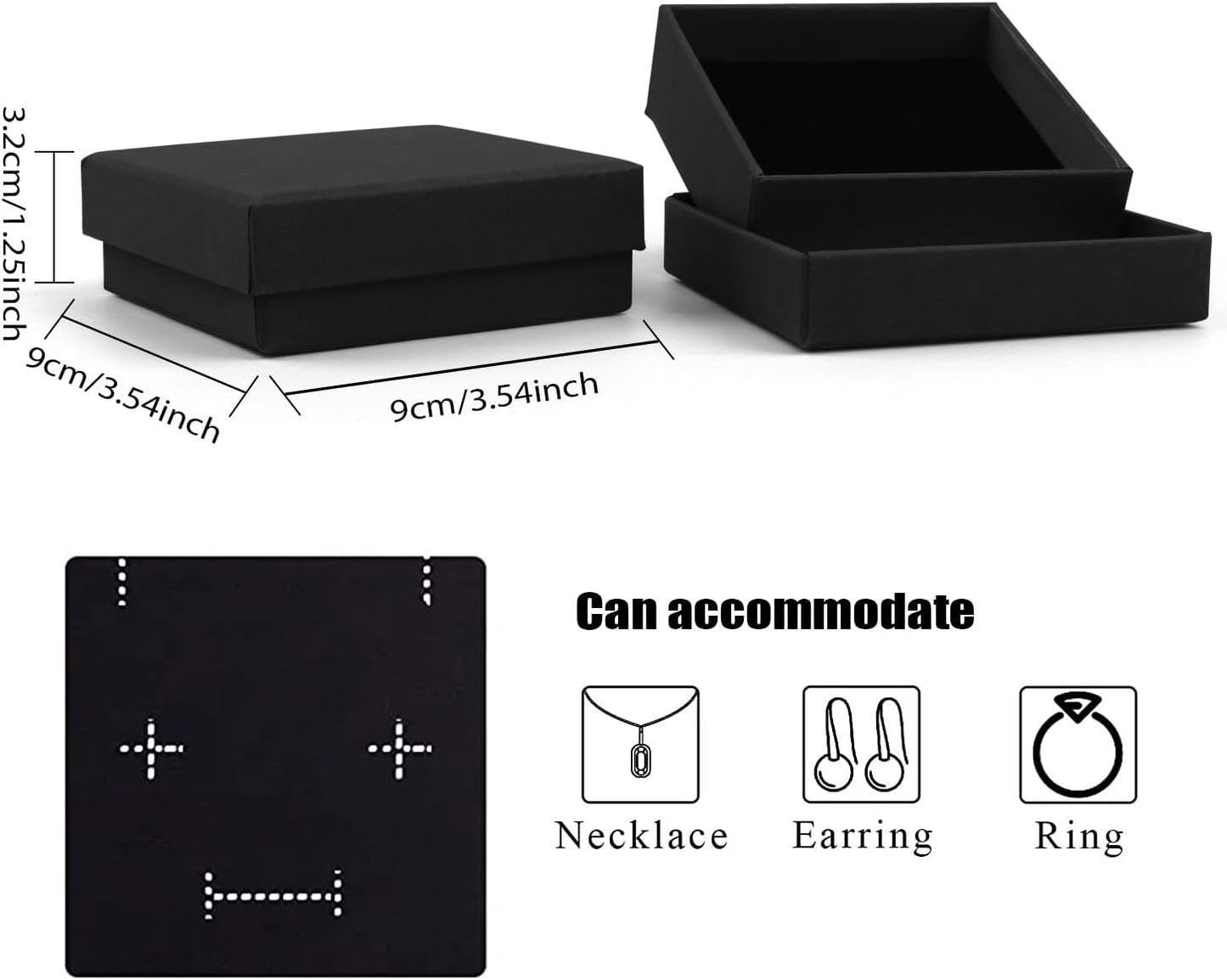 Caja regalo joyas 12 pzas cuadradas rellenas algodón