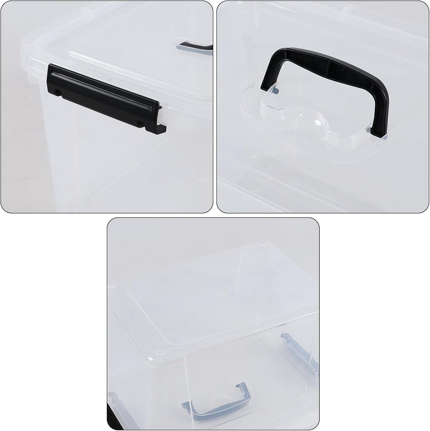6 Cajas Plástico Transparente 6qt con Asas