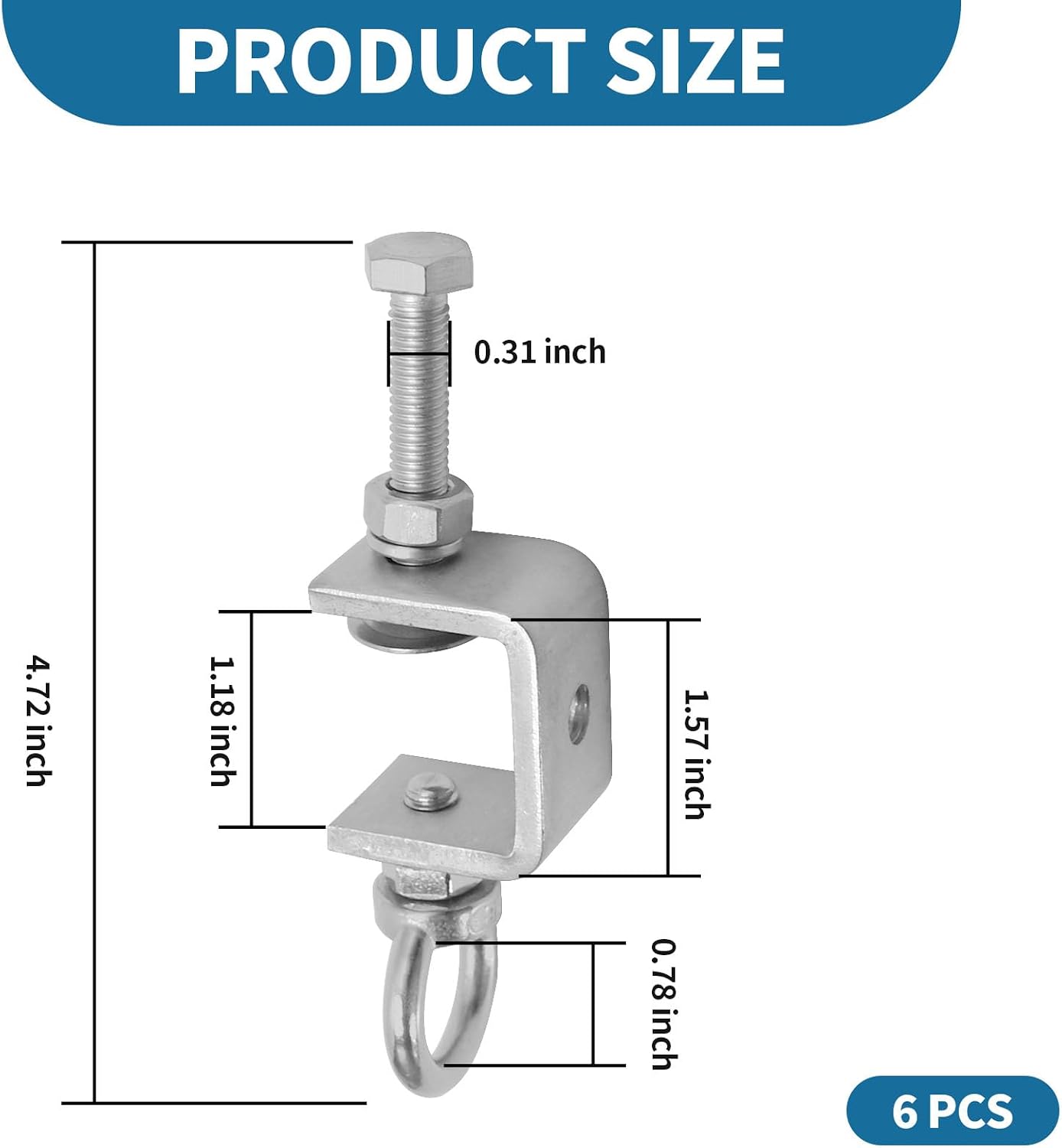 Abrazaderas en C M8 acero inox 6 pzas para metal soldadura