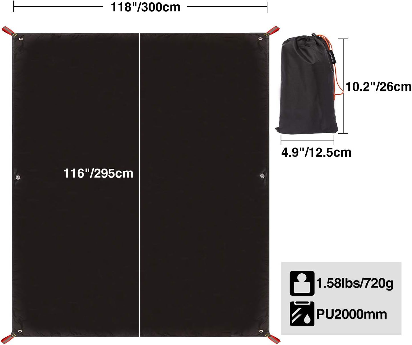 Lona impermeable PU 2000 para tienda campaña