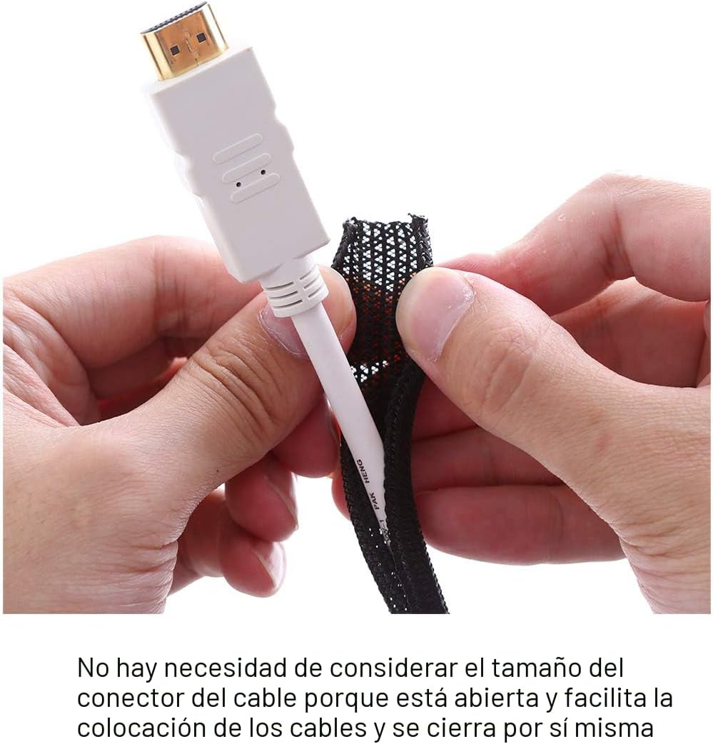 Malla protectora cable 25ft 1/4pulg USB audio video negro