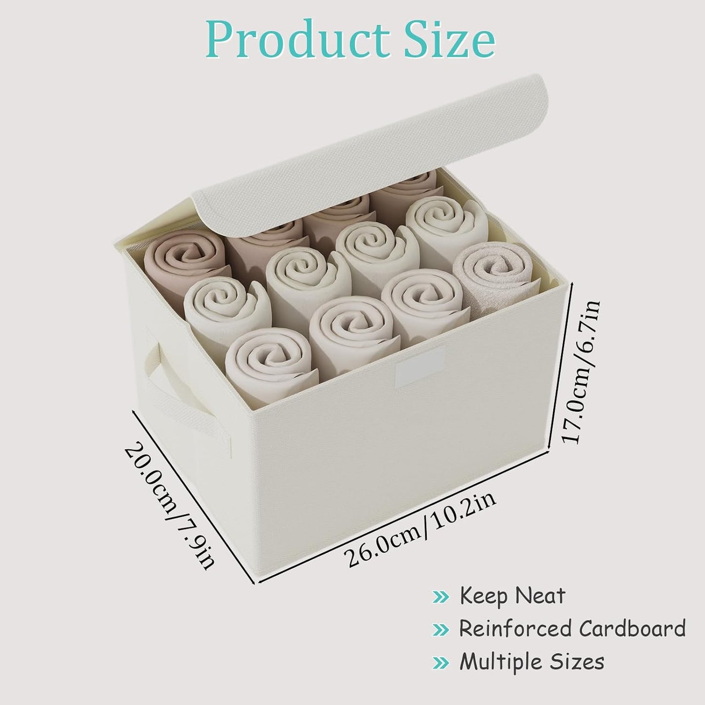 Cesta tela con tapa apilable plegable 4 pzas beige