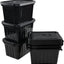 6 Pzas Cajas Almacenamiento Plástico Negro Pestillo 6qt