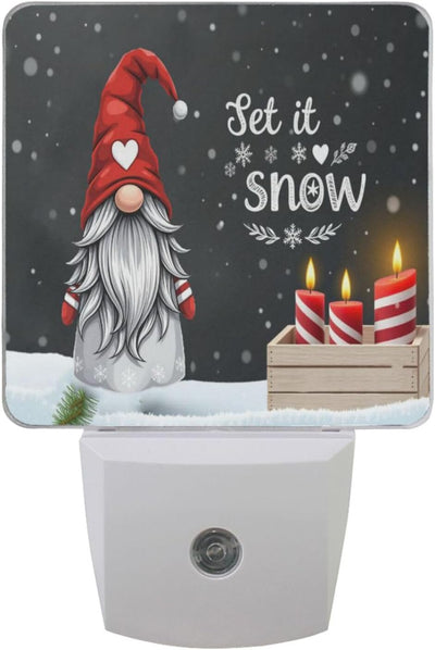 2 Luces Nocturnas Gnomo Navidad Sensor Amanecer Dormitorio