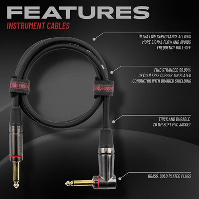 Cable recto a ángulo para guitarra GCWH-INS-03RA