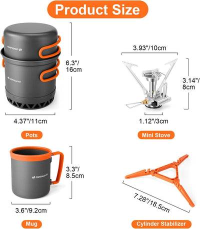 Set ollas camping con intercambiador y utensilios plegables