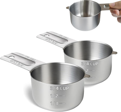 2 Tazas Medidoras Acero Inox 3/4 Taza Cuchara 6oz