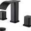 Grifo baño negro 3 agujeros 8pulg desbordamiento