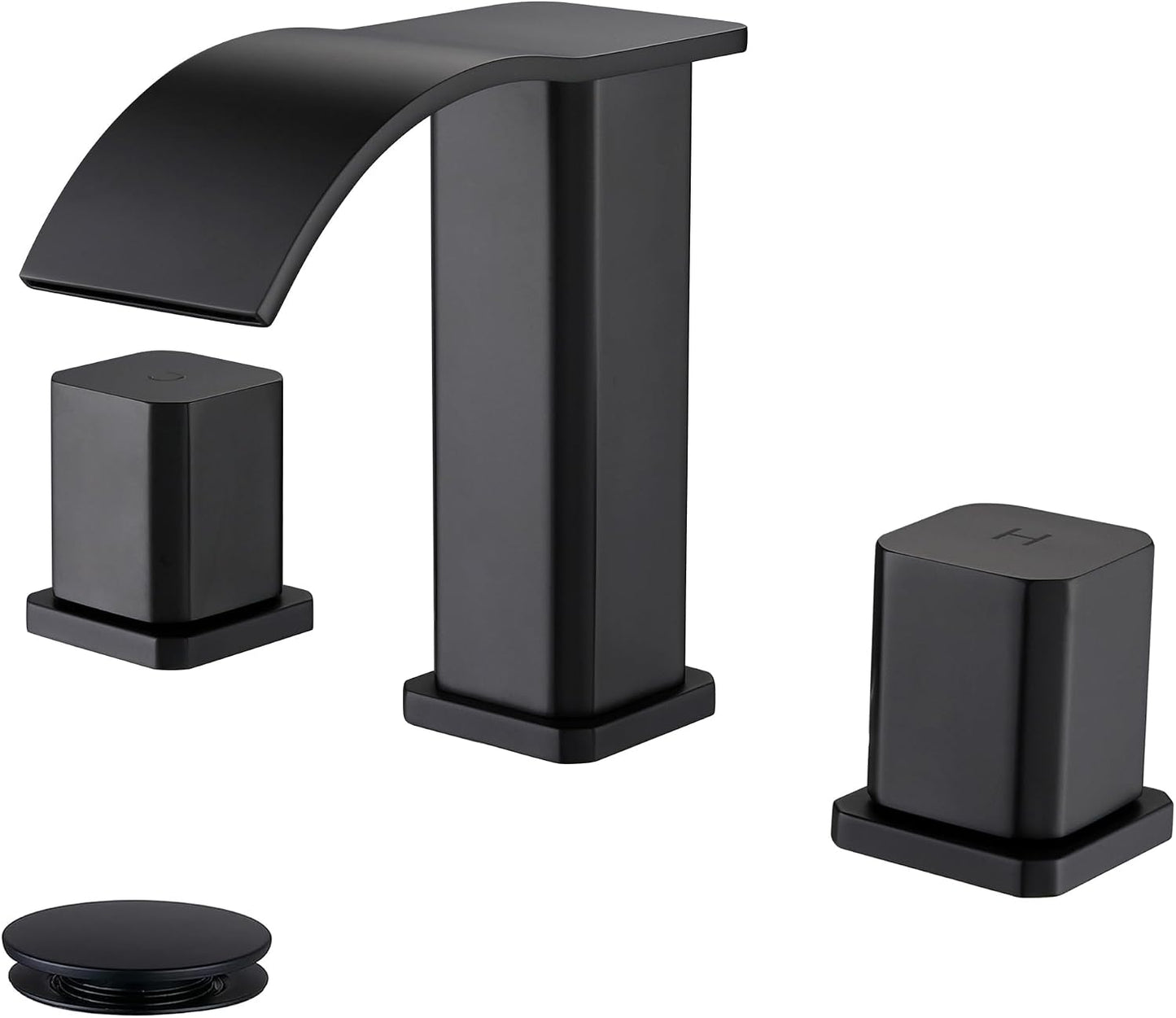 Grifo baño negro 3 agujeros 8pulg desbordamiento