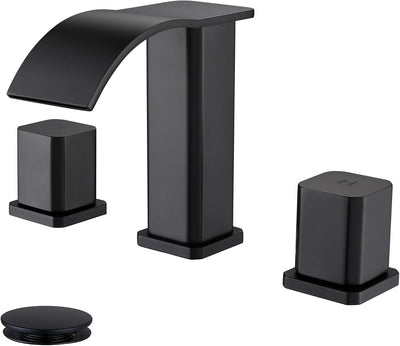 Grifo baño negro 3 agujeros 8pulg desbordamiento