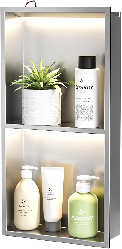 Nicho ducha LED acero inox 24x12" sin azulejos