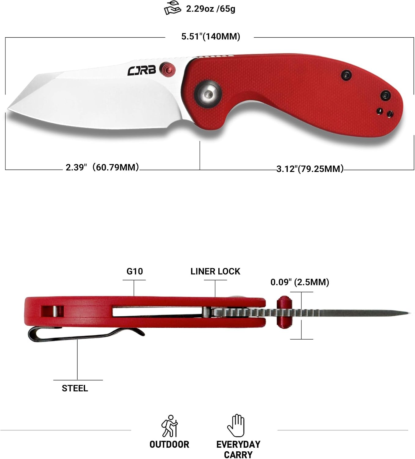 Cuchillo plegable táctico acero AR-RPM9 mango G10 uso diario