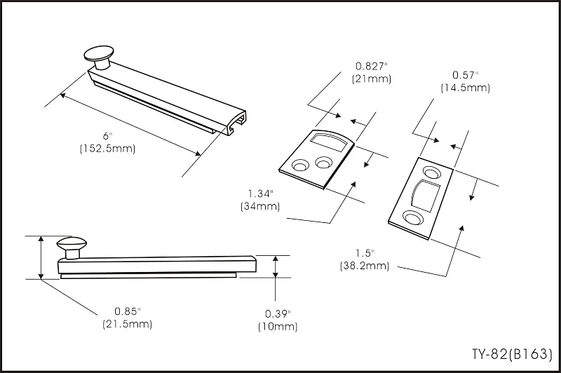 Perno superficie oculta latón 6" pack 2