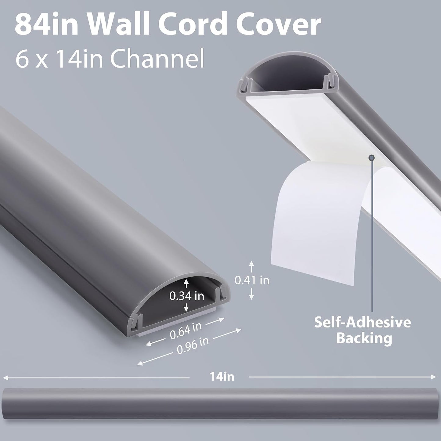 Cubiertas PVC para cables pared 85pulg ocultan 1-2 cables