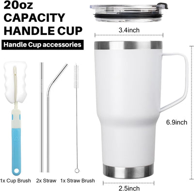 Vaso térmico acero inox 20oz con asa tapa y pajita