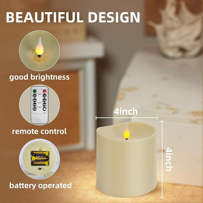 2 Velas LED sin llama 4x4 pulg control remoto Ivory para hogar