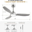 Ventilador techo 52pulg motor CC silencioso 6 vel plateado