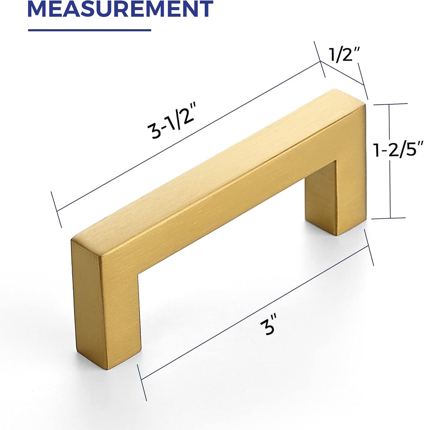 20 Tiradores Latón Cepillado 3pulg Cuadrados Acero Inox Dorado