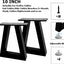 Patas mesa metal trapecio 10pulg negro tornillos almohadillas