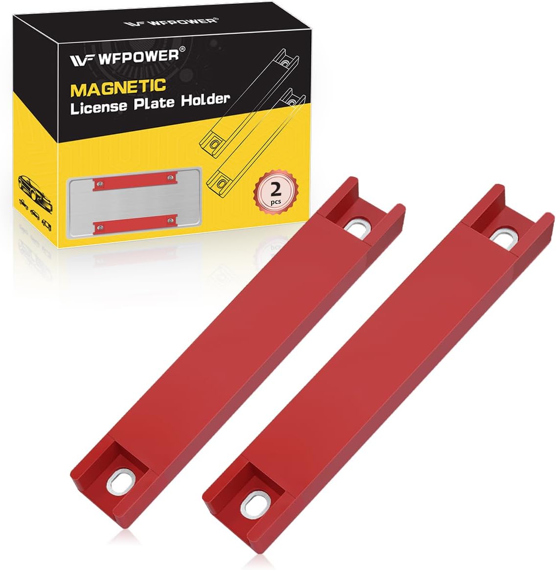 2 Soportes magnéticos para matrícula rojo goma