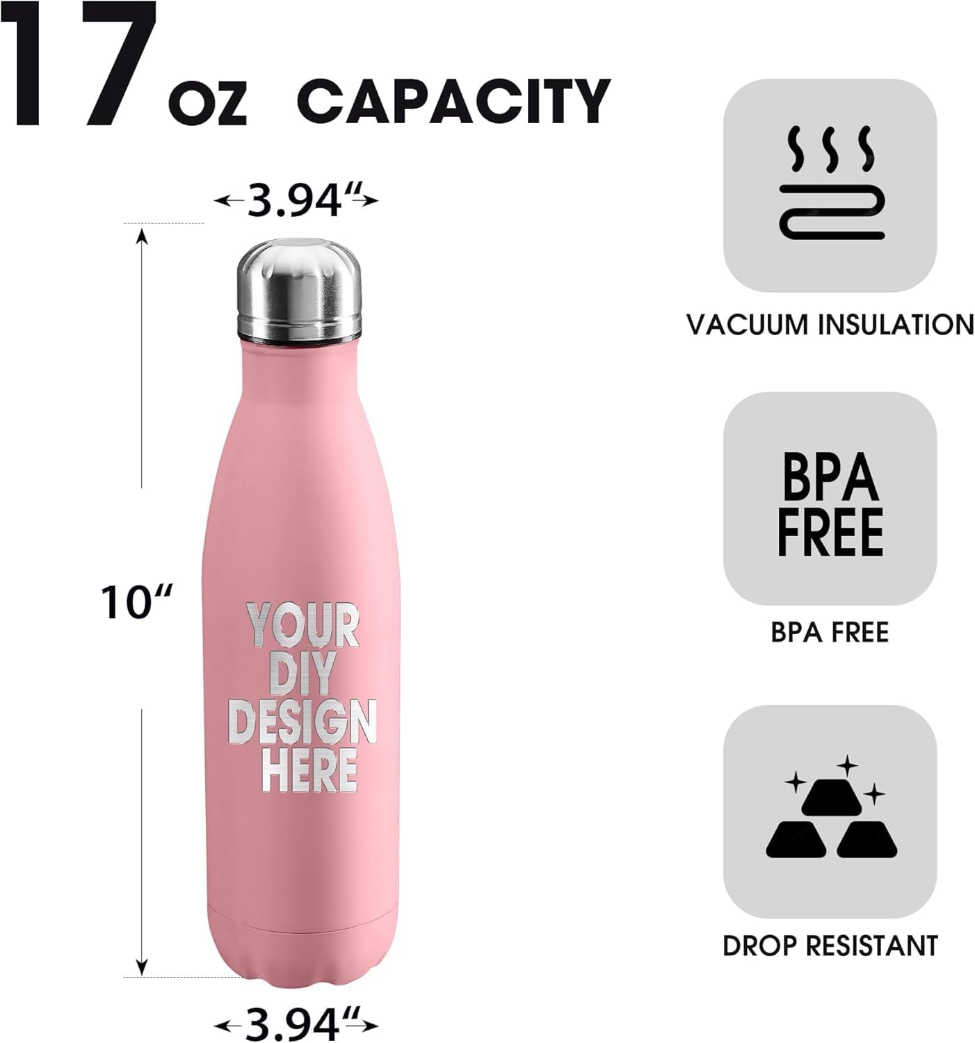 Botella agua acero inox 17oz doble pared deporte