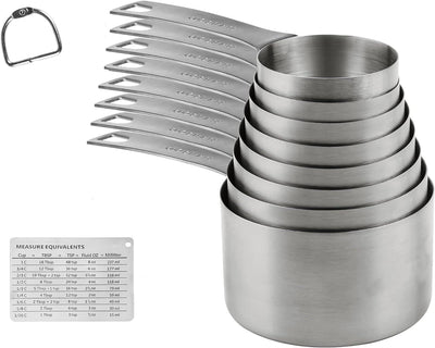 Set 8 Tazas Medidoras Acero Inox con Tabla Magnética