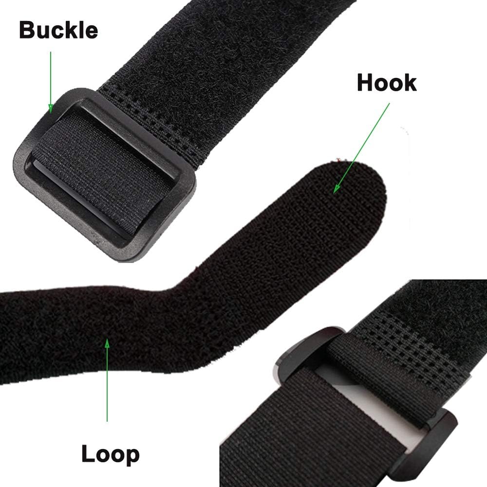 Correas cable gancho bucle 10 pzas negras hebillas ajustables