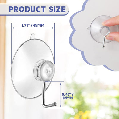 12 Ganchos Pared Ventosa PVC Reutilizables Metal Prácticos