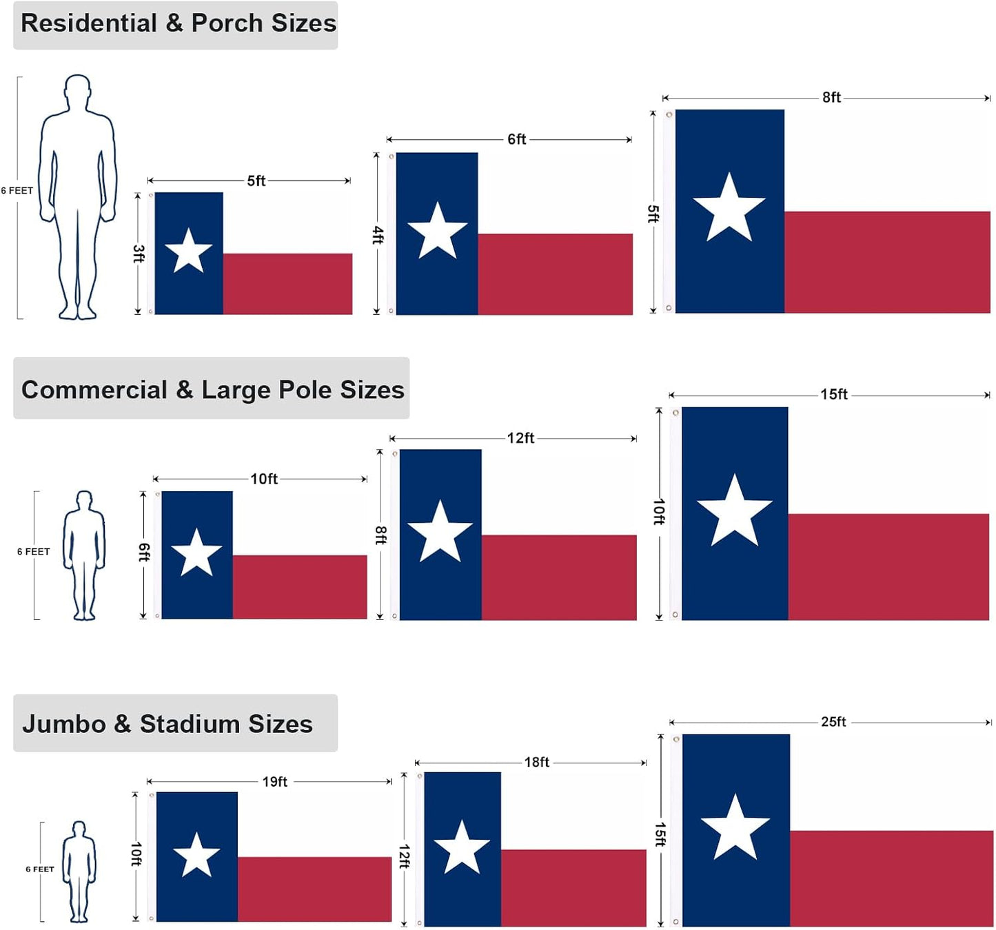 Bandera Texas 6x10pies estrella bordada nailon Oxford 210D