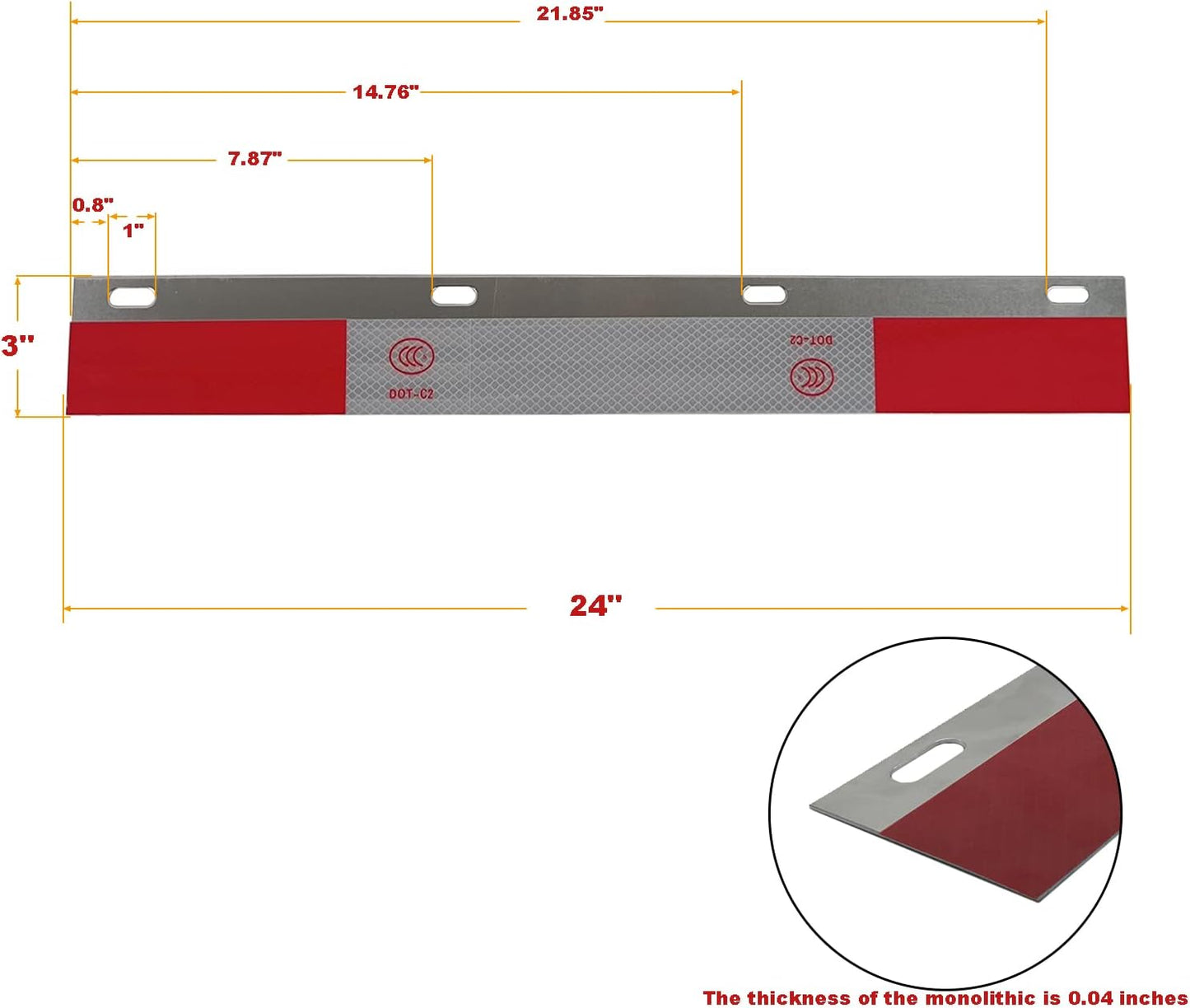 2 Pzas Reflector Aluminio 61x7.6cm Cinta Reflectante