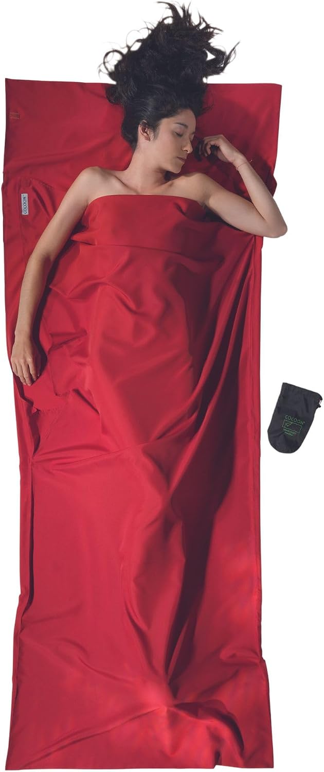 Sábana viaje microfibra roja forro saco 1 persona