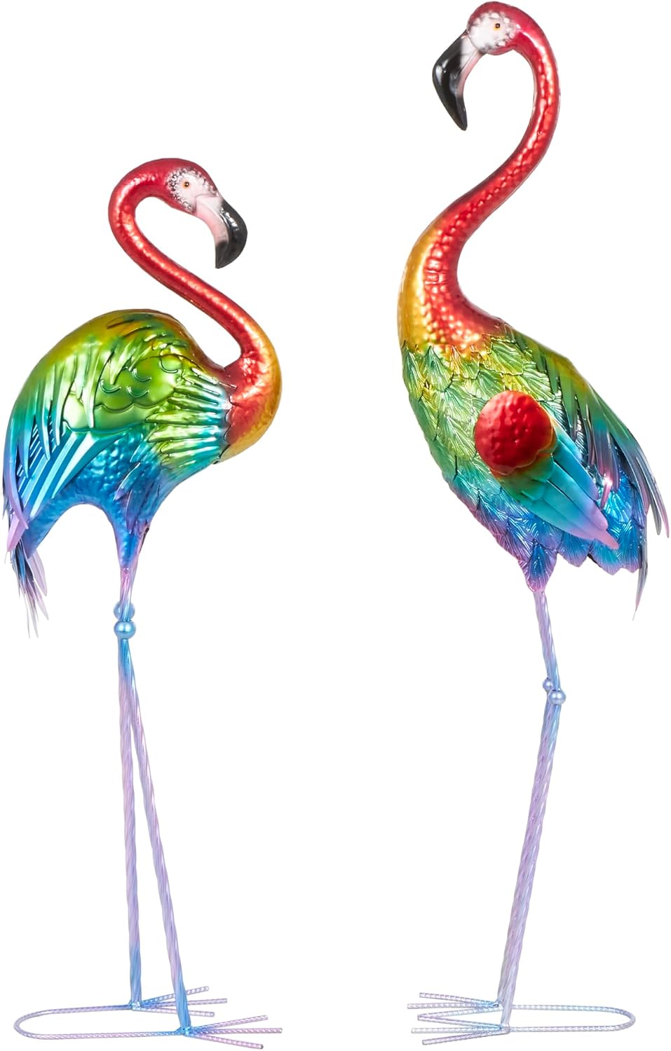 Escultura flamenco metal jardín juego 2 44pulg multicolor