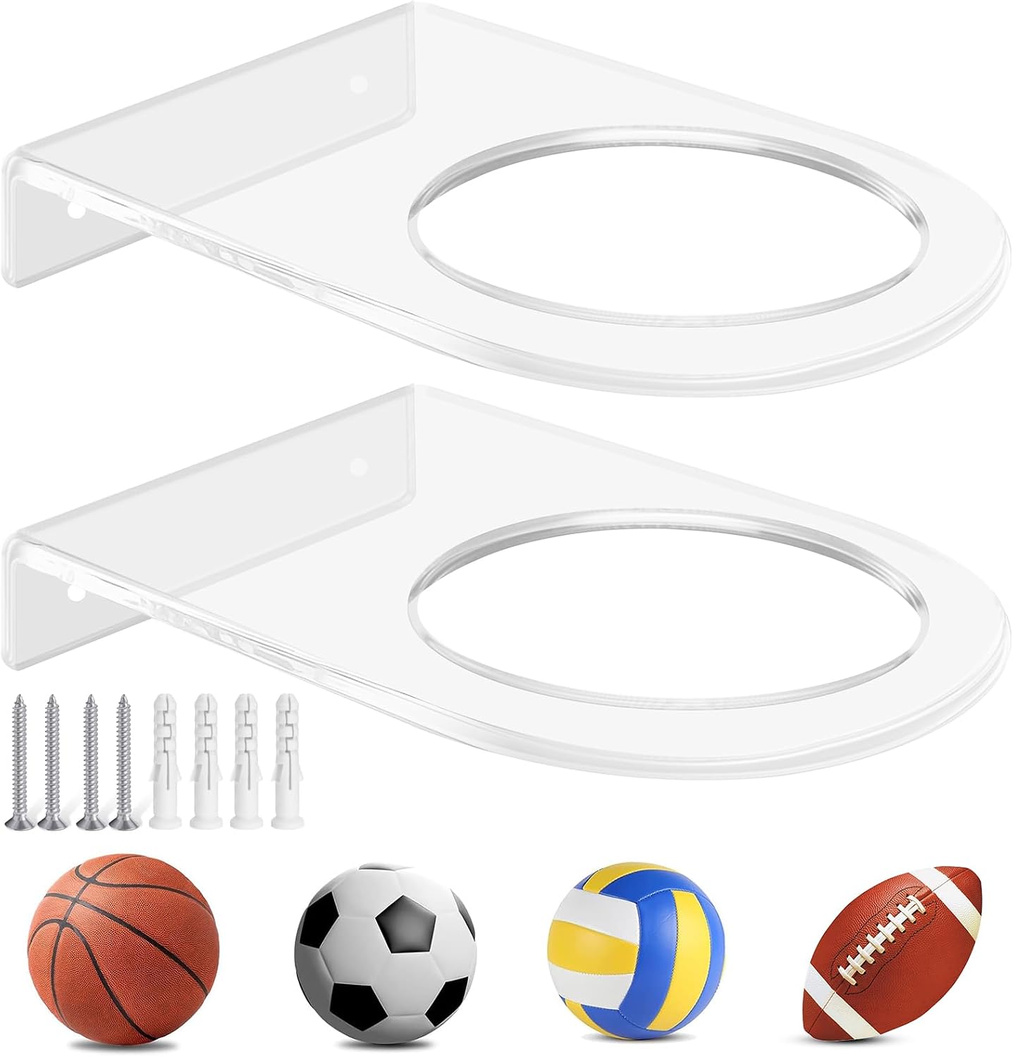 Soporte pared acrílico para baloncesto 2uds transparente