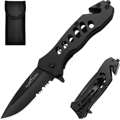 Cuchillo bolsillo multifuncional acero inox 440 color negro