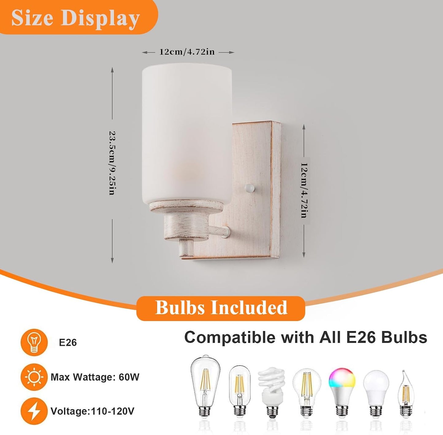 3 Luminarias Tocador Baño Apliques Pared Vidrio Blanco