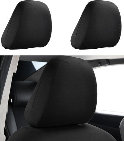 2 Fundas Reposacabezas Asiento Coche Tela Poliéster Negro Universal