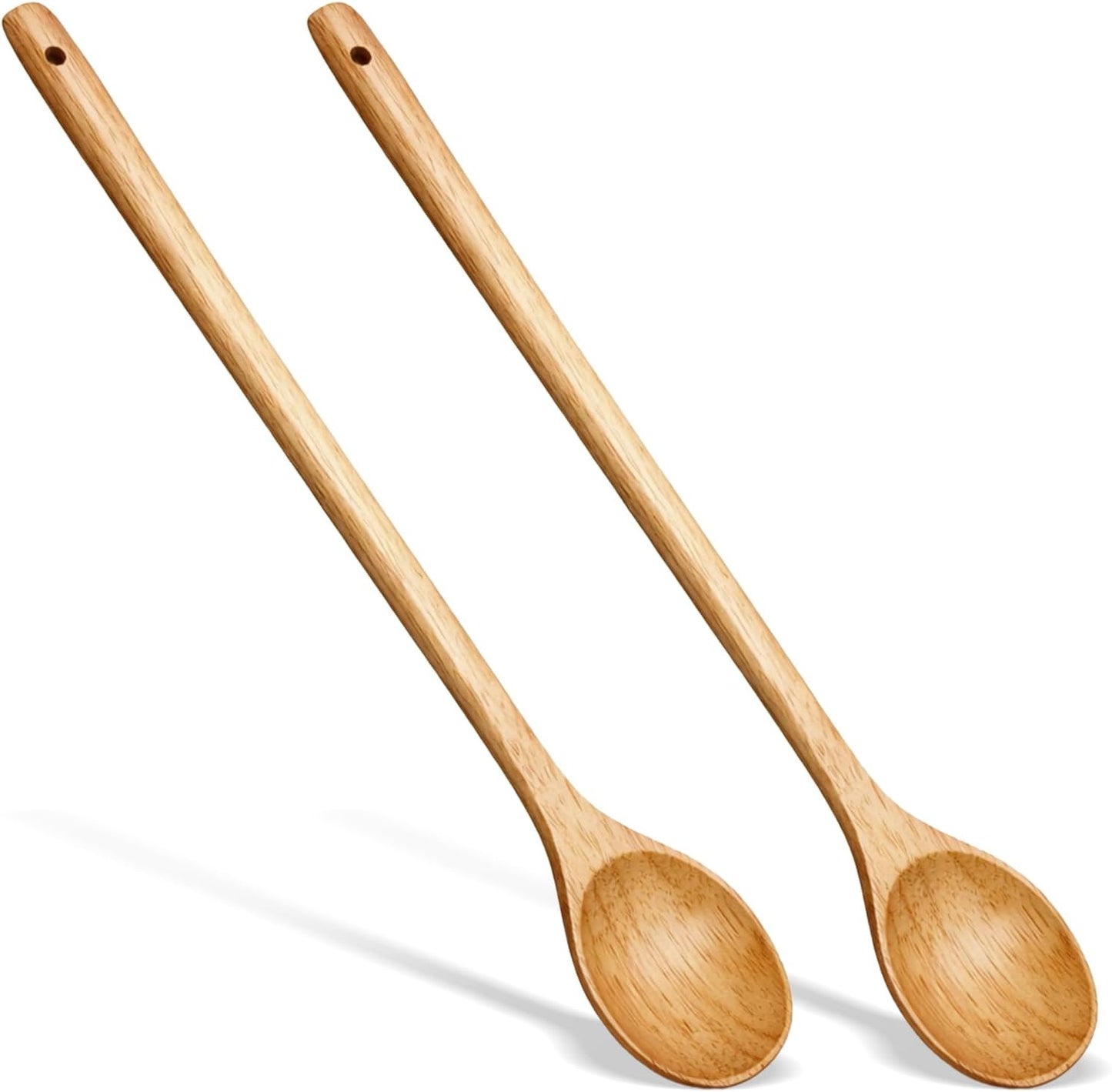 2 Cucharas Mango Largo 13pulg Madera para Mezclar y Degustar