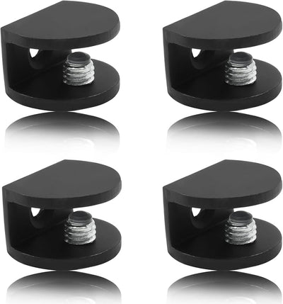8 Soportes Vidrio Sin Marco Clip Aluminio Pared Negro Mate
